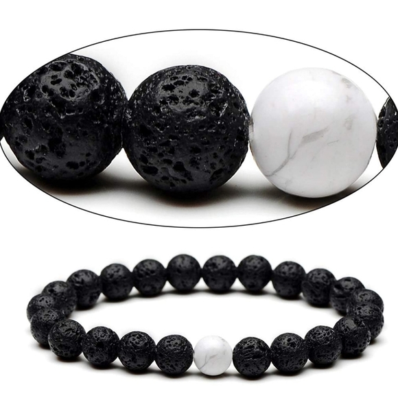 Lava Rock Aromatherapy Anxiety Essential Oil Diffuser Beads Bracelet - Picture 3 of 3